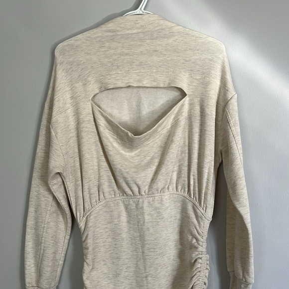 Anthropologie Daily Practice Light Sand Ruched Long Sleeve Dress small - Picture 7 of 7